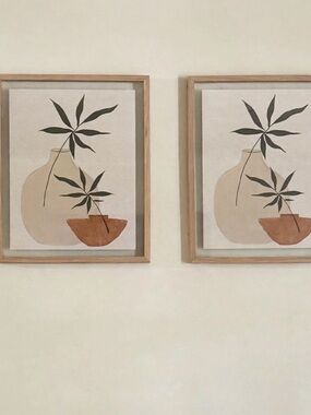 Neutral Botanical Framed Wall Art in Beige, Terracotta & Olive